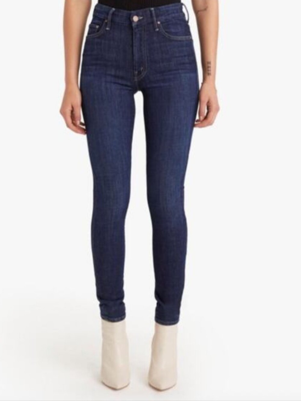 Mother High Waisted Looker Ankle Fray Jeans in Tongue and Chic 26 x 27
